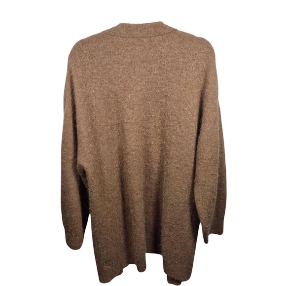 HM Sweater Womens M Brown Wool Alpaca Cardigan Open Front Oversized Cozy - Picture 2 of 7